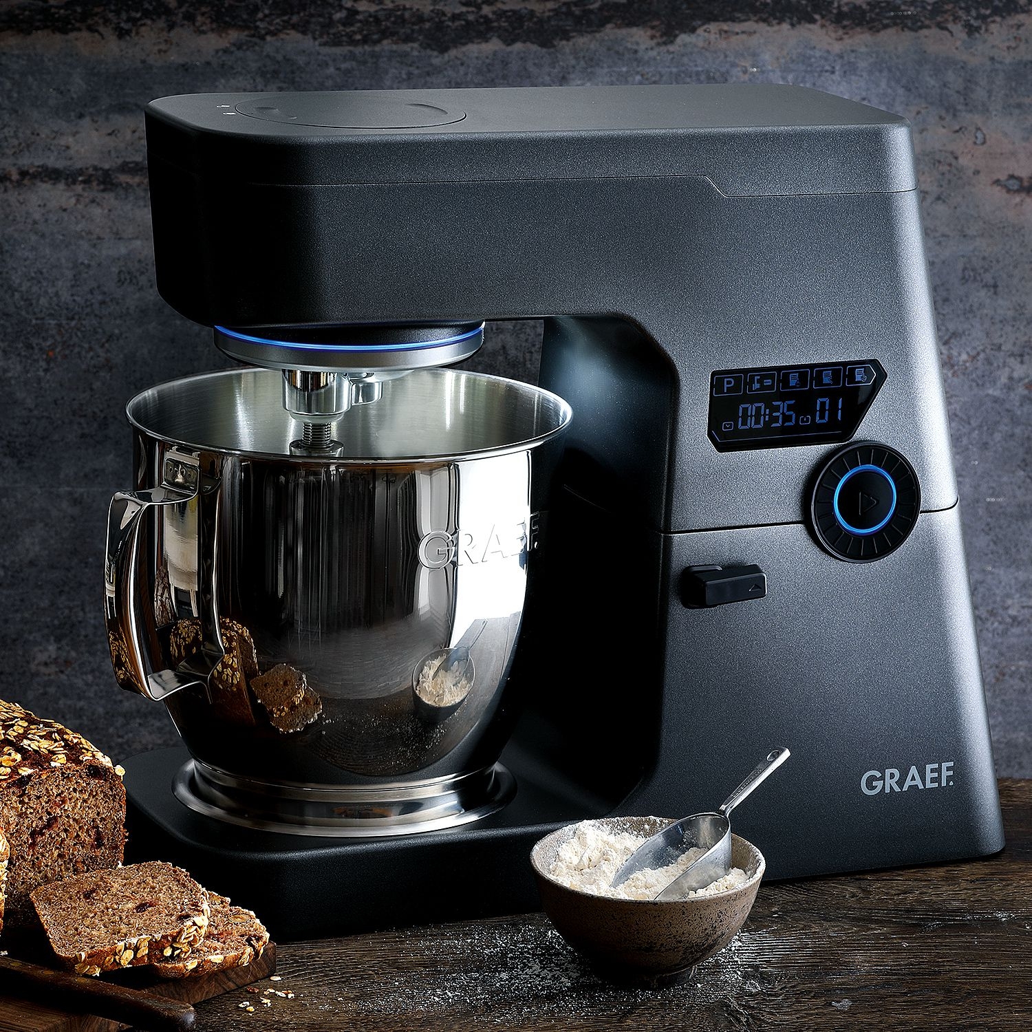 Планетарный миксер MYestro Graef KM 7016 grau, 7 л, металл, серый/серебристый