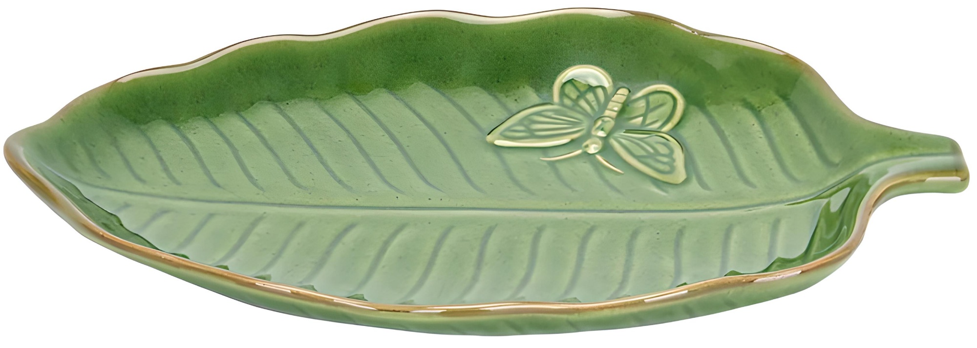 Керамическое блюдо Hydrangea leaf, 21.8 х 19.1 см, темно-зеленый