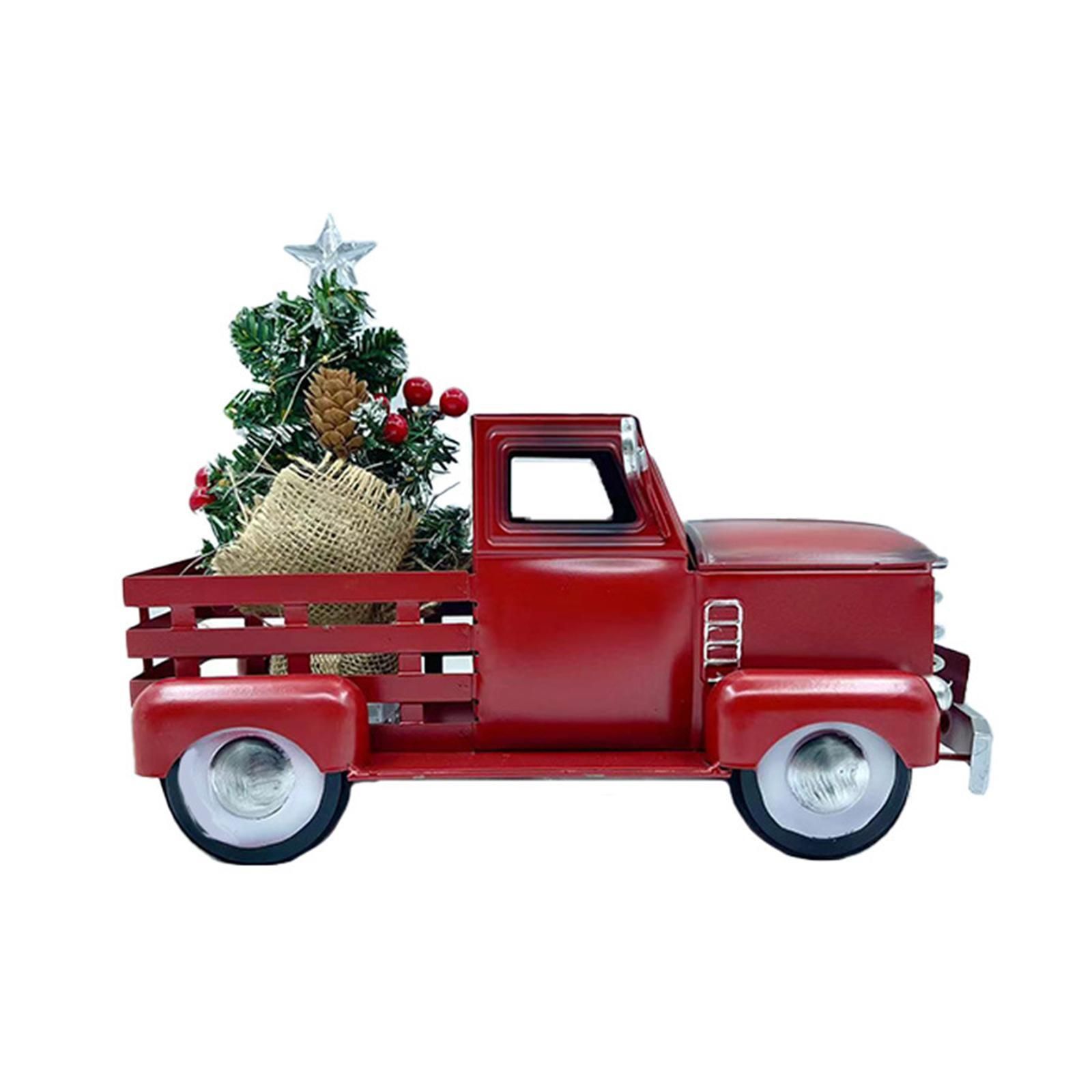Доломитовый новогодний декор с подсветкой Magic truck, 10.5 см, красный/декор